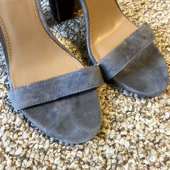 STEVE MADDEN Carrson Blue Suede Ankle Strap Open Toe Block Heels Size 9.5 - Picture 2 of 10